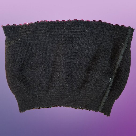 Vintage 70s Disco Sequin Tube Top Size XL Strapless Cropped Jewel Tone Rainbow - Picture 8 of 8